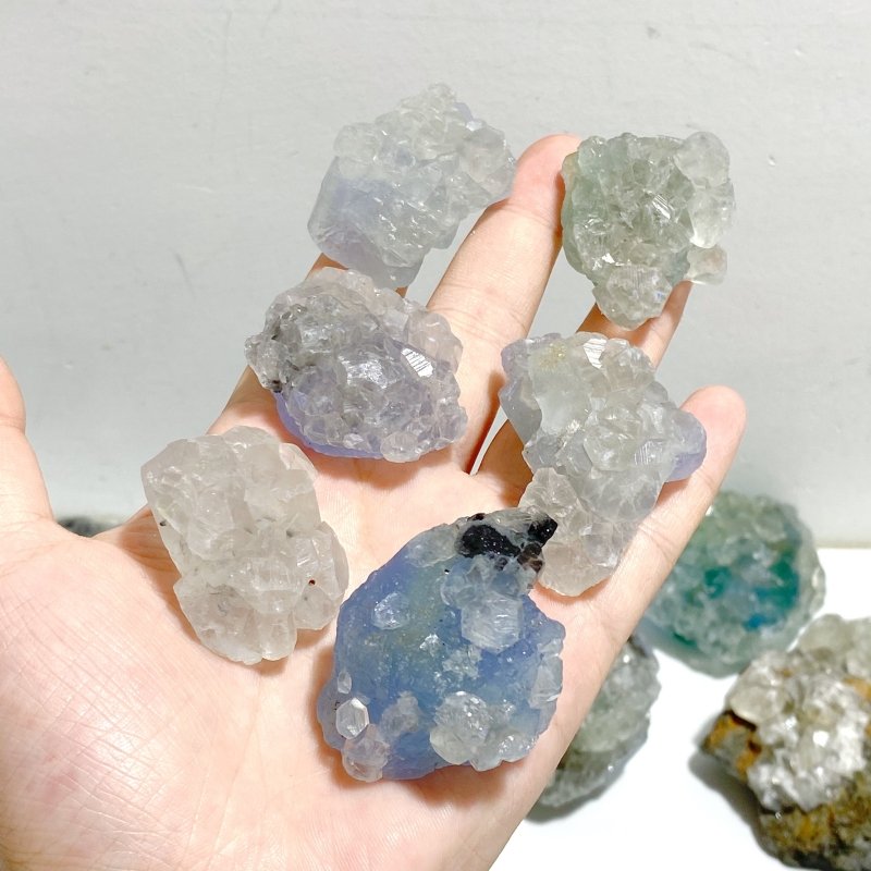 52 Pieces Blue Fluorite Mixed Calcite Raw Stone Specimen For Collection - Wholesale Crystals