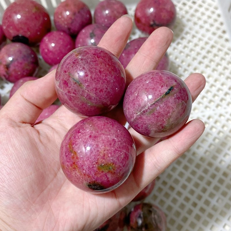 52 Pieces High Quality Rhodonite Spheres (Sea Freight Only) -Wholesale Crystals