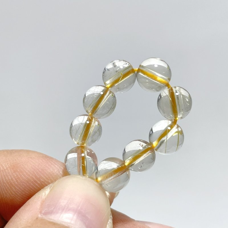 6 Pieces 6mm Rutile Quartz Beads 3 - Loop Bracelet/Necklace For DIY - Wholesale Crystals