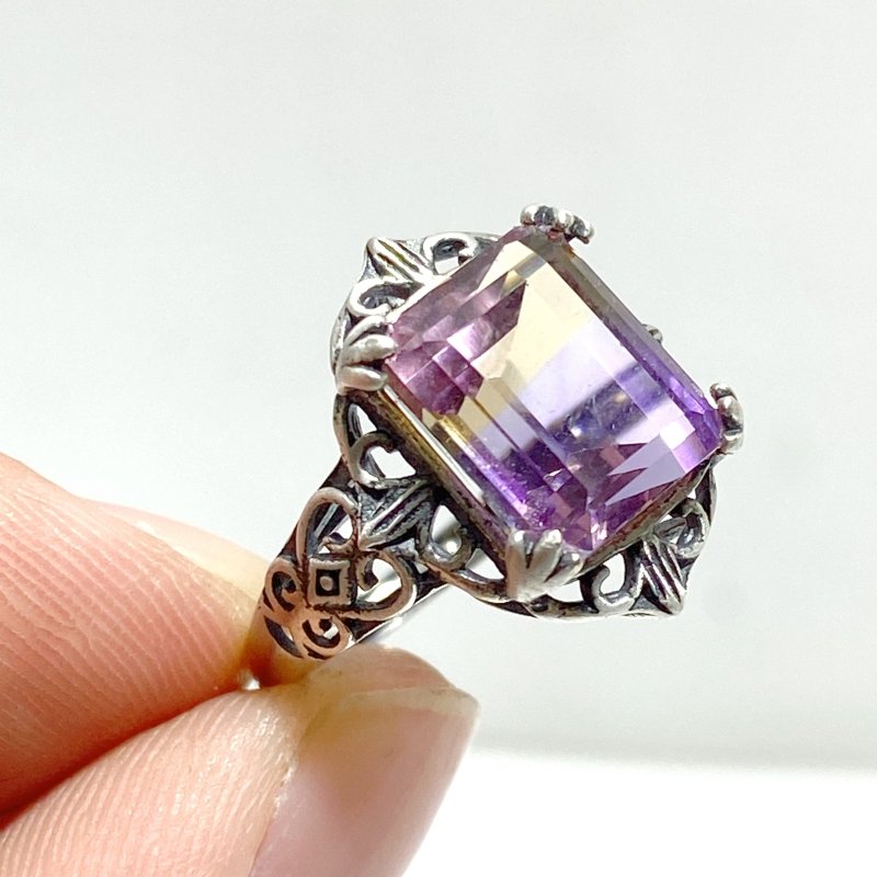 6 Pieces Ametrine Sugar Cube 925 Silver Ring - Wholesale Crystals