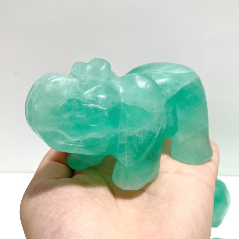 6 Pieces Green Fluorite Elephant Carving - Wholesale Crystals