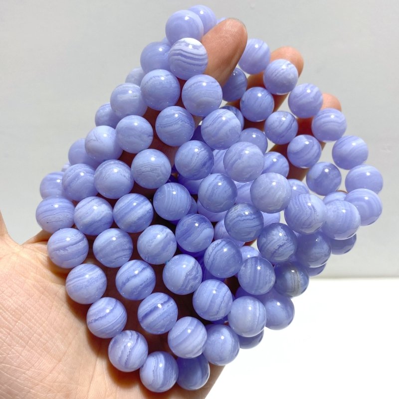 6 Pieces High Grade Blue Lace Agate Bracelet - Wholesale Crystals