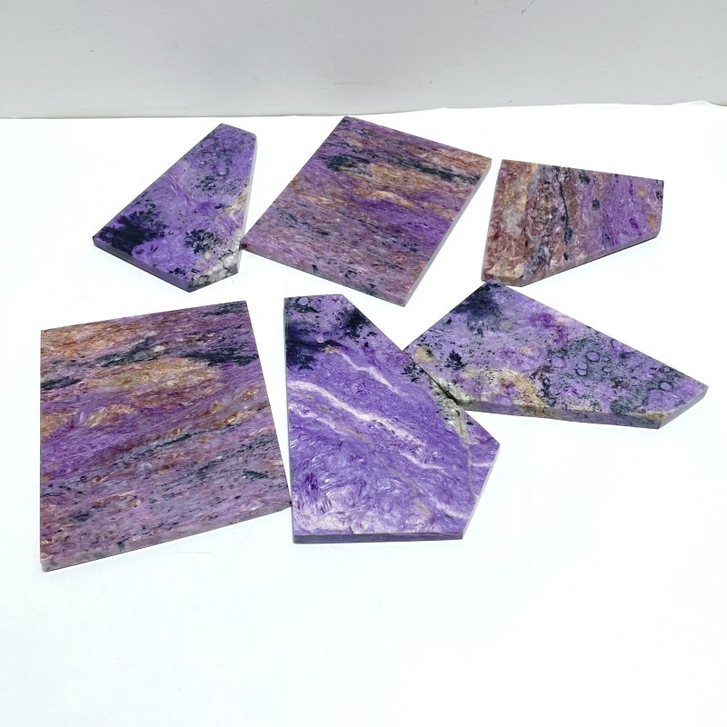 6 Pieces High Quality Charoite Slab - Wholesale Crystals