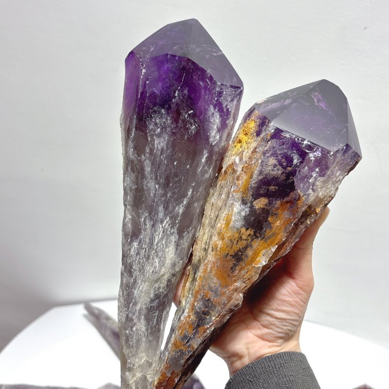 6 Pieces Large Beautiful Polished Amethyst Scepter Single Point 23 - 33cm - Wholesale Crystals