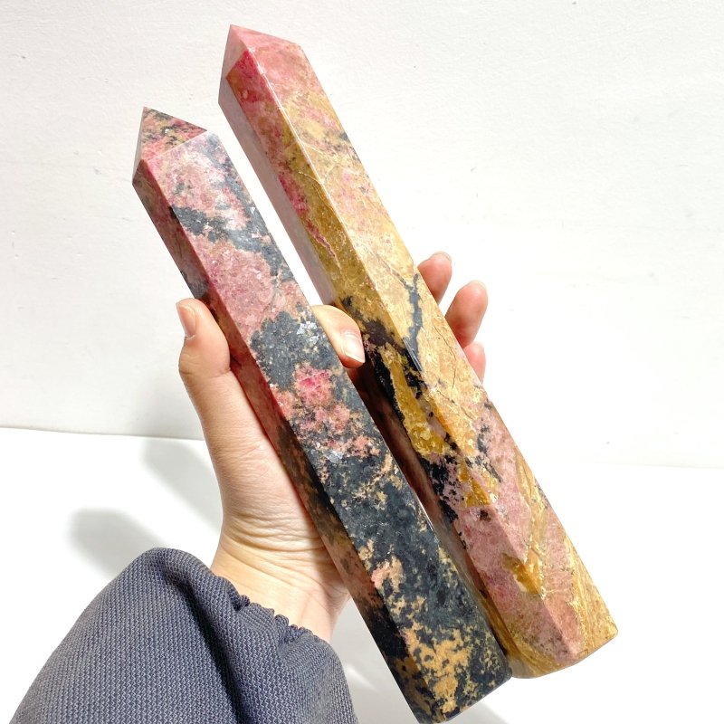 6 Pieces Large Rhodonite Points - Wholesale Crystals