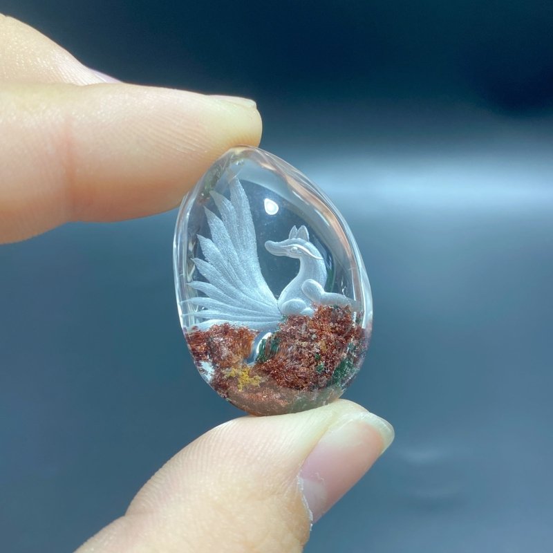 6 Pieces Nine - tailed Fox Garden Quartz Inner Scene Carving - Wholesale Crystals