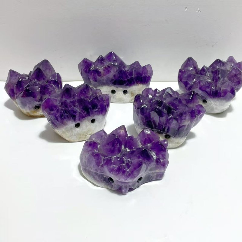 6 Pieces Polished Amethyst Teeth Cluster Groot Carving - Wholesale Crystals