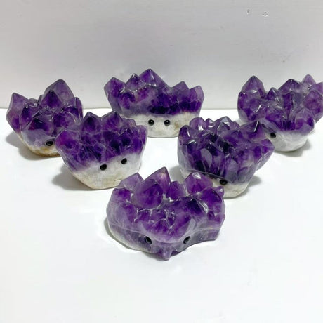 6 Pieces Polished Amethyst Teeth Cluster Groot Carving - Wholesale Crystals