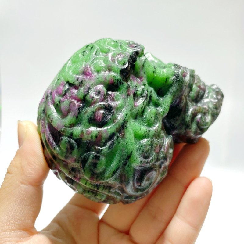 6 Pieces Ruby Zoisite Skull Carving - Wholesale Crystals