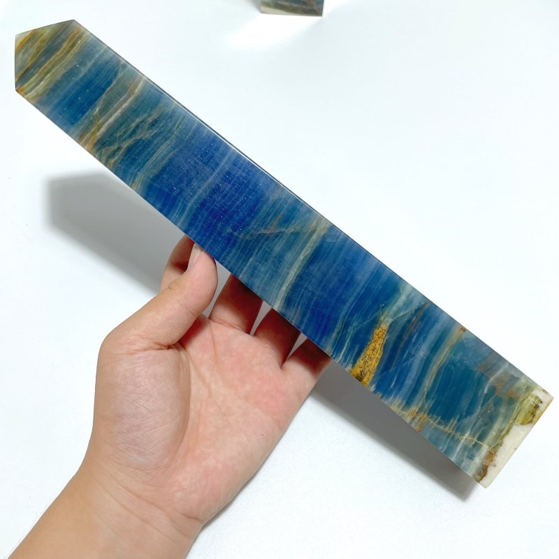 6 Pieces Tall High Quality Blue Onyx Four - sided Tower Point - Wholesale Crystals