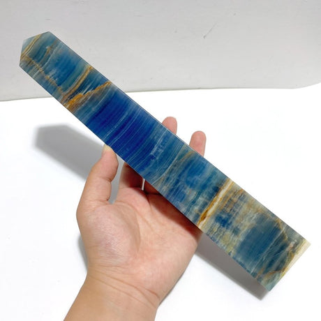 6 Pieces Tall High Quality Blue Onyx Four - sided Tower Point - Wholesale Crystals