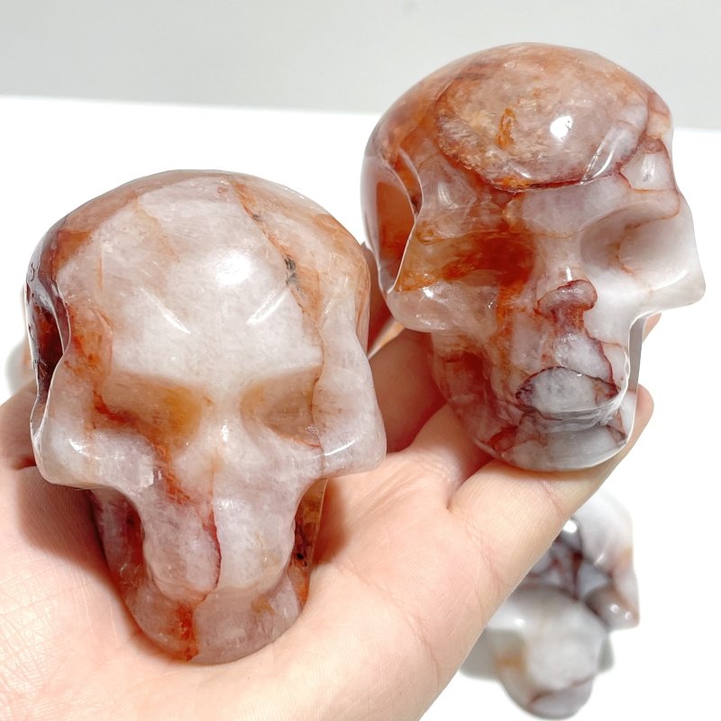 6 Pieces Unique Fire Quartz Skull Carving - Wholesale Crystals
