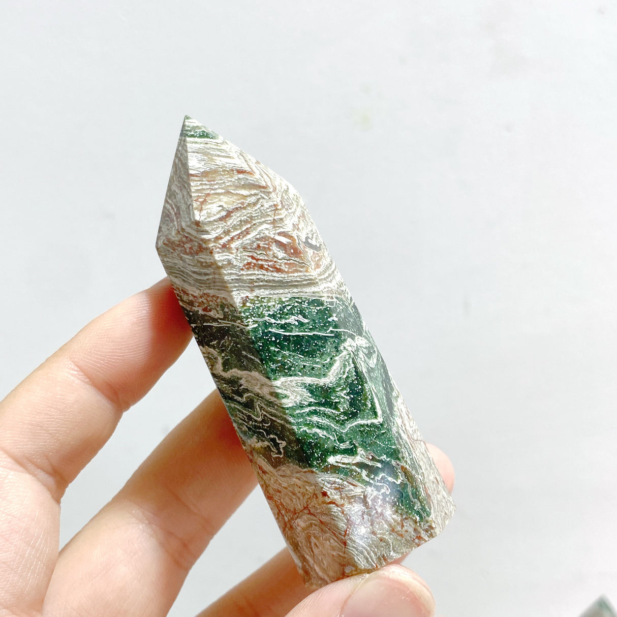 21 Pieces Green Stripe Jasper Point #2