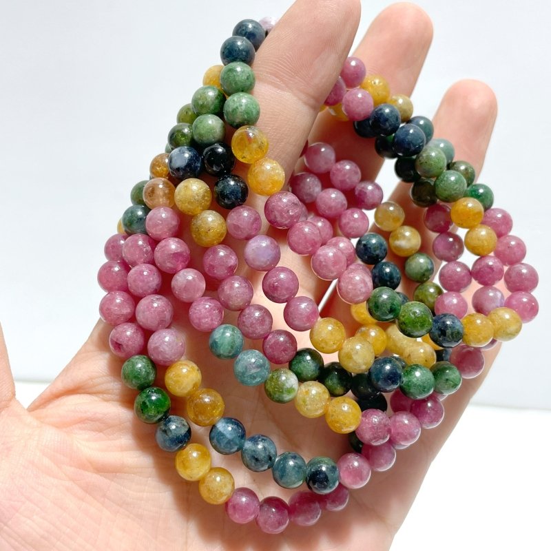 6mm Colorful Tourmaline Bracelets Wholesale - Wholesale Crystals