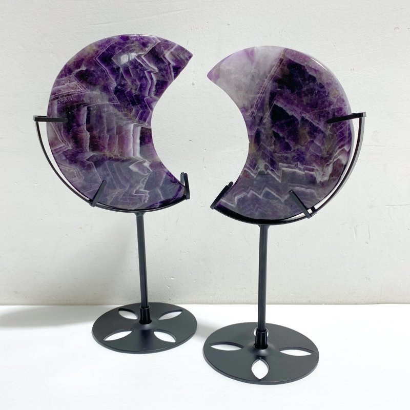 7 Pieces Chevron Amethyst Moon With Stand -Wholesale Crystals