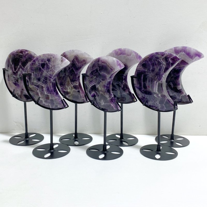 7 Pieces Chevron Amethyst Moon With Stand -Wholesale Crystals
