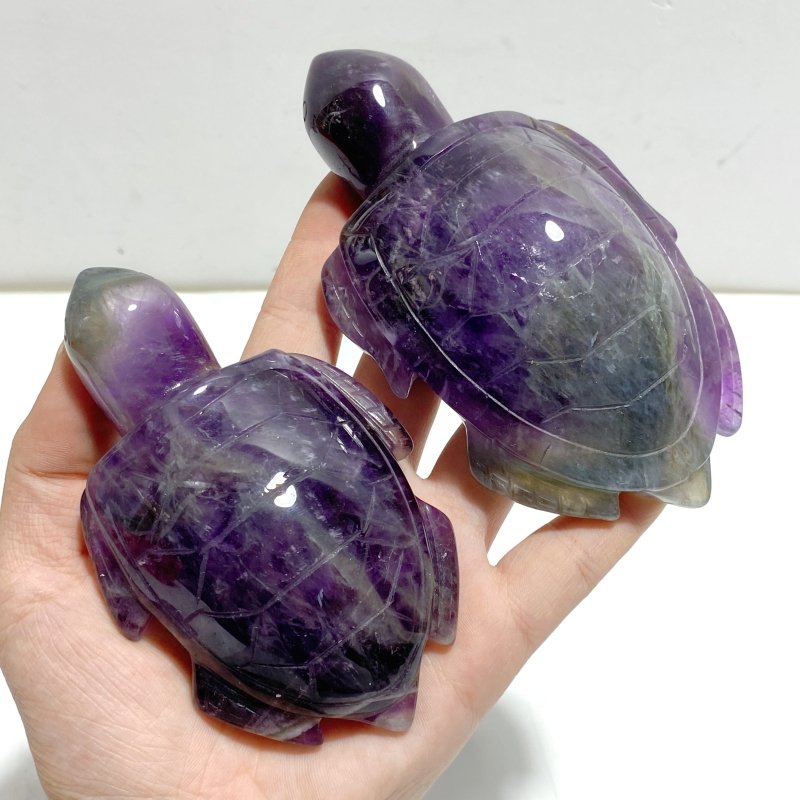7 Pieces Chevron Amethyst Sea Turtles Carving - Wholesale Crystals