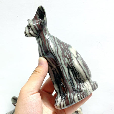 7 Pieces China Grey Stripe Stone Cat Carving - Wholesale Crystals