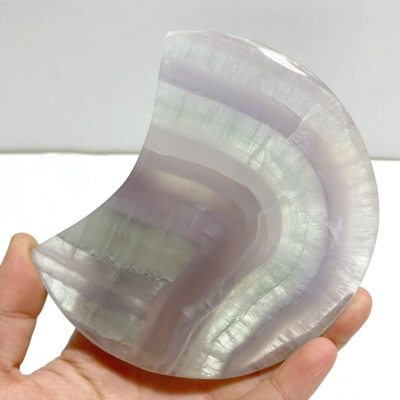 7 Pieces Fluorite Moon Carving With Stand - Wholesale Crystals