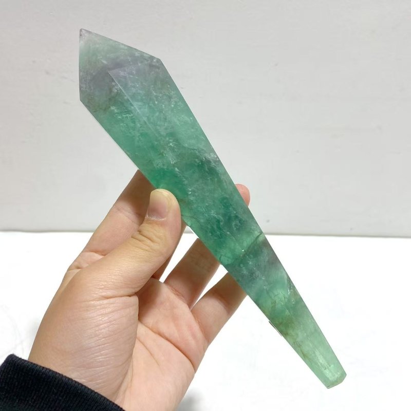 7 Pieces Fluorite Point Magic Scepter Wand With Stand - Wholesale Crystals