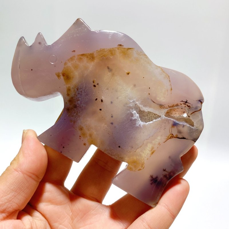 7 Pieces Geode Druzy Agate Rhino Carving - Wholesale Crystals