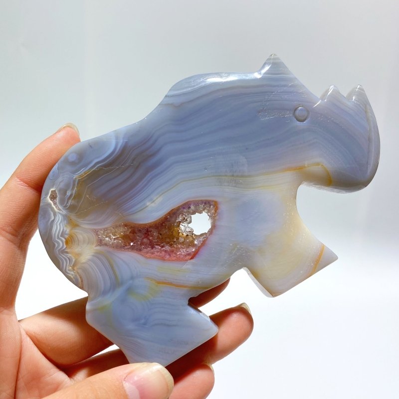 7 Pieces Geode Druzy Agate Rhino Carving - Wholesale Crystals