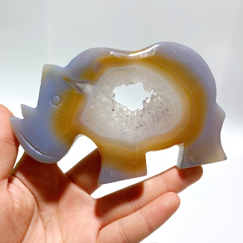 7 Pieces Geode Druzy Agate Rhino Carving - Wholesale Crystals