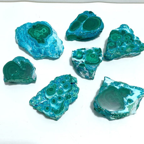 7 Pieces High Quality Beautiful Chrysocolla Mixed Malachite Slab Specimen - Wholesale Crystals