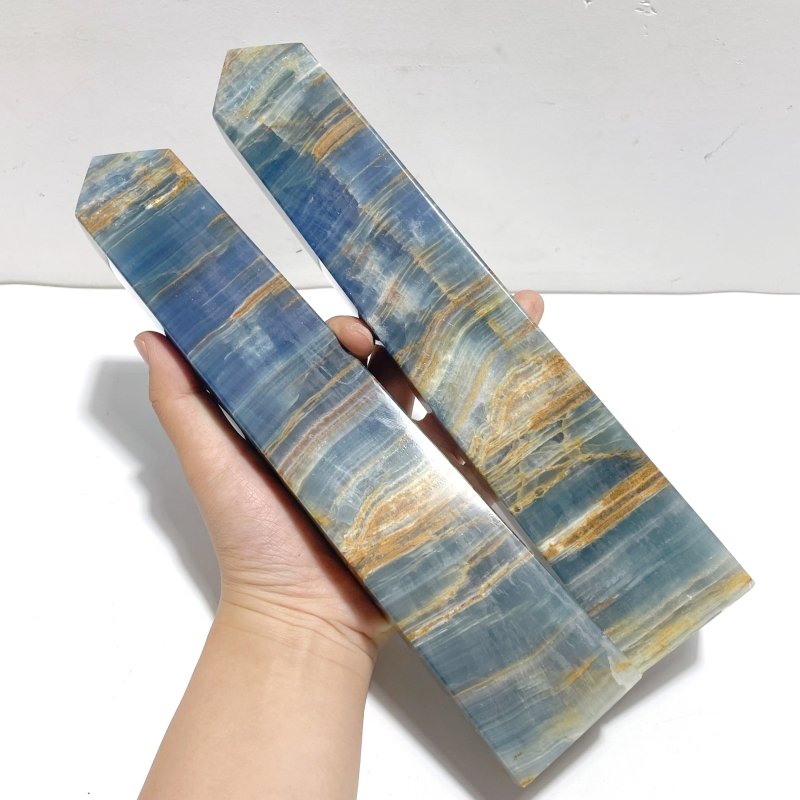 7 Pieces High Quality Blue Onyx Four - sided Tower Point - Wholesale Crystals