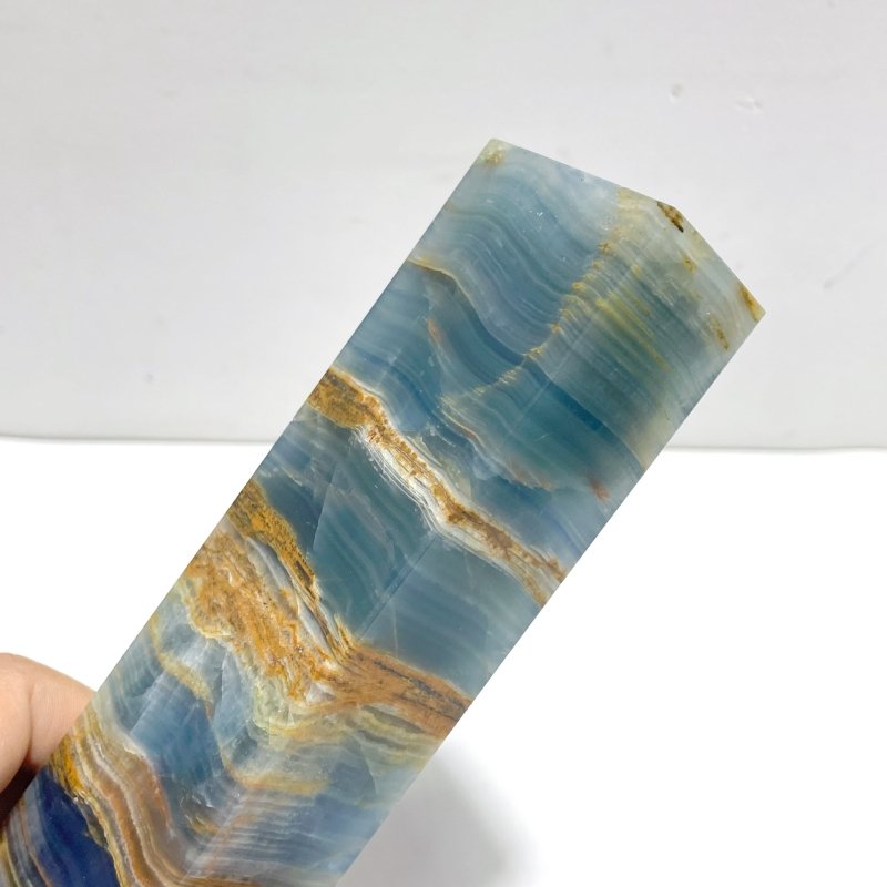 7 Pieces High Quality Blue Onyx Four - sided Tower Point - Wholesale Crystals