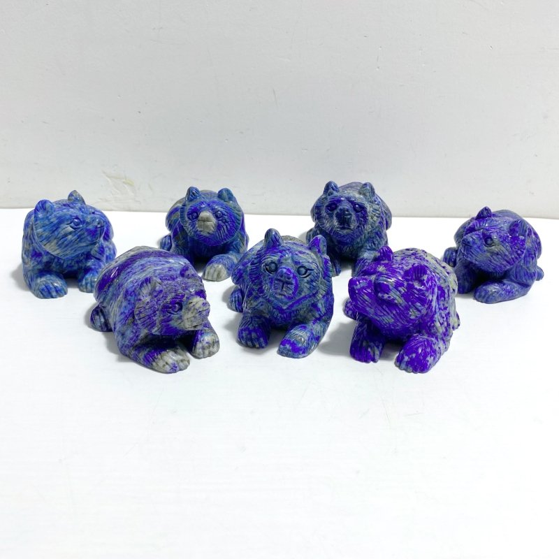 7 Pieces Lapis Lazuli Bear Carving - Wholesale Crystals