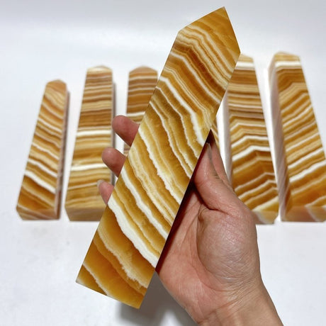 7 Pieces Large Beautiful Yellow Calcite Stripe Tower - Wholesale Crystals