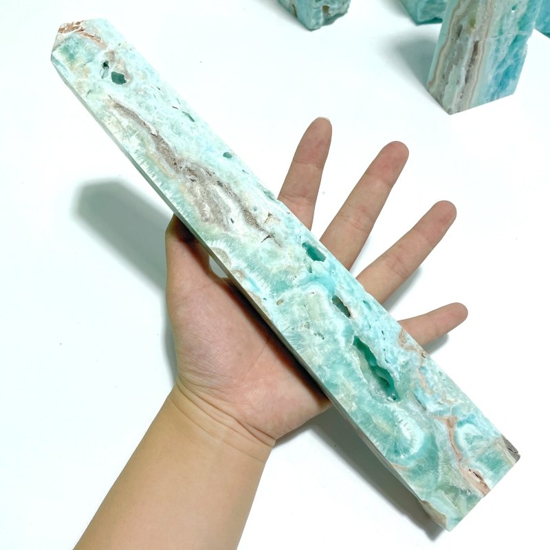 7 Pieces Large Blue Hemimorphite Four - Sided Tower Raw Side - Wholesale Crystals
