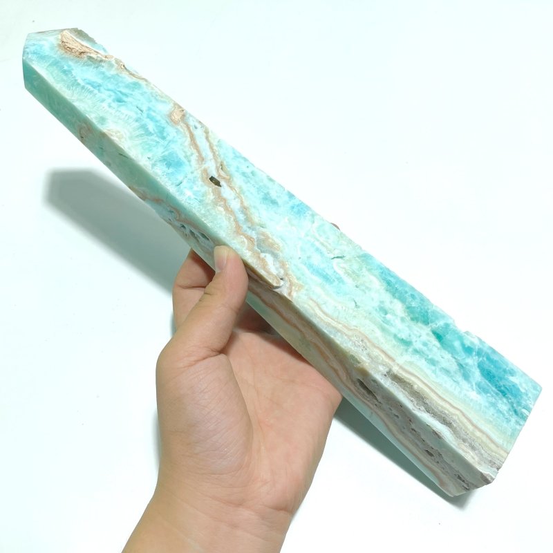 7 Pieces Large Blue Hemimorphite Four - Sided Tower Raw Side - Wholesale Crystals