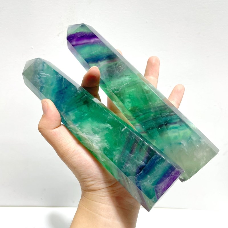 7 Pieces Large Feather Fluorite Tower Points - Wholesale Crystals