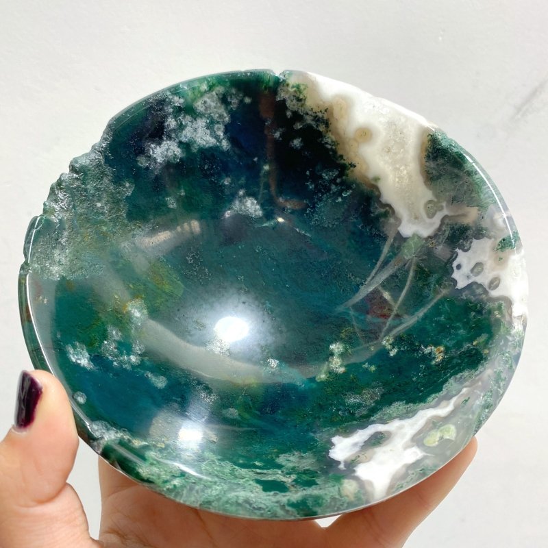 7 Pieces Moss Agate Bowl Carving - Wholesale Crystals