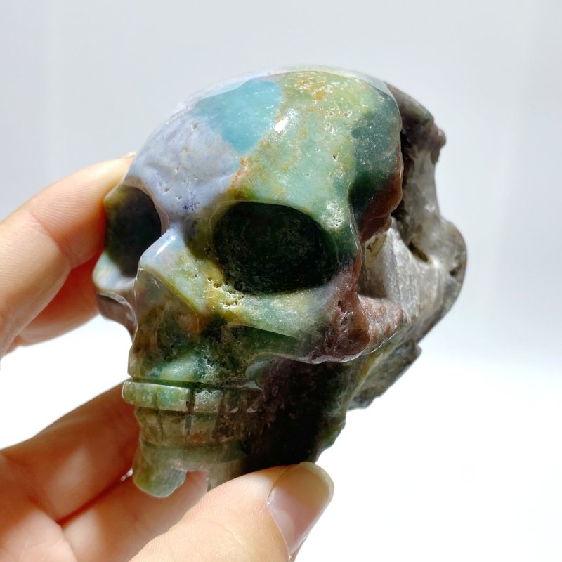7 Pieces Moss Agate Skull Carving - Wholesale Crystals