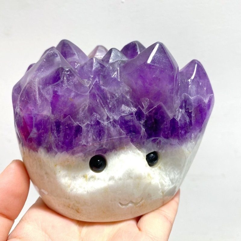 7 Pieces Polished Amethyst Teeth Cluster Groot Carving - Wholesale Crystals