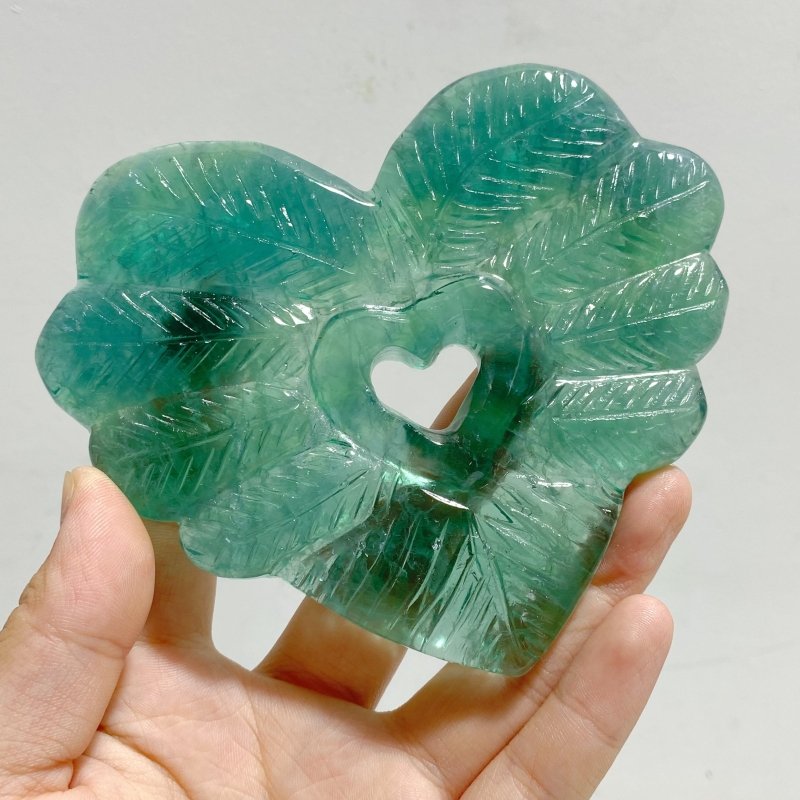 7 Pieces Rainbow Fluorite Heart Carving With Stand -Wholesale Crystals