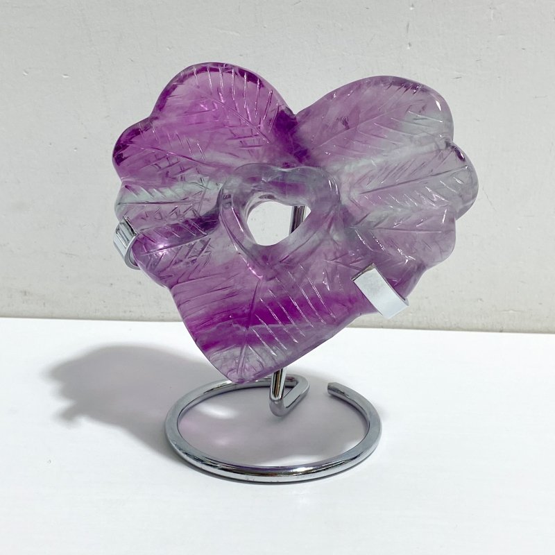 7 Pieces Rainbow Fluorite Heart Carving With Stand -Wholesale Crystals