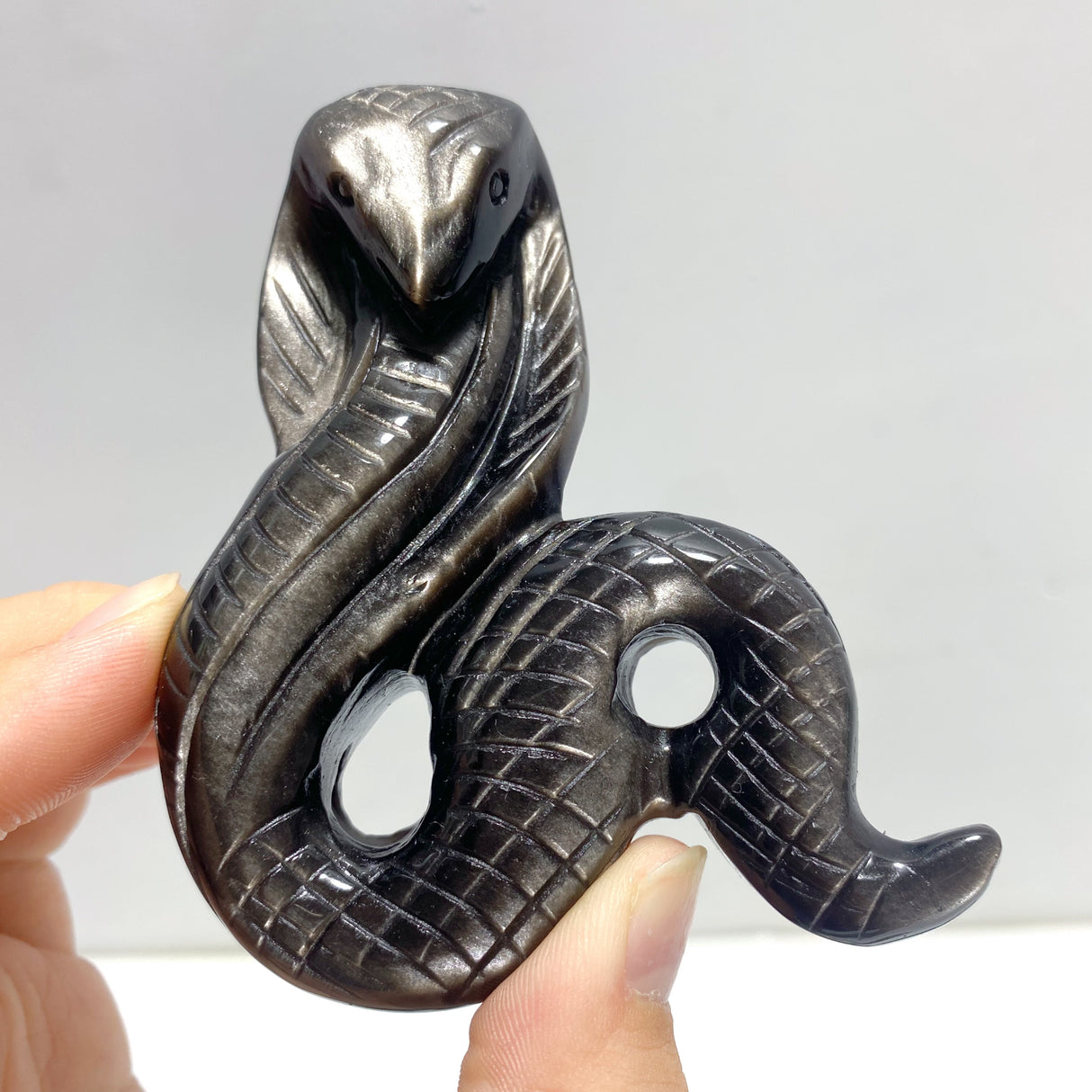 8 Pieces Silver Sheen Obsidian Animals Carving
