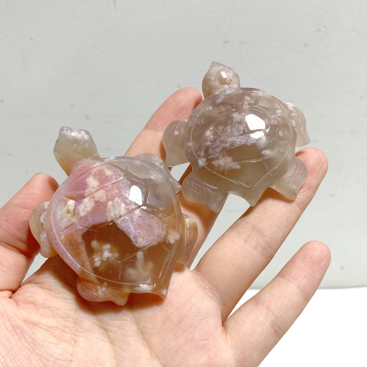 17 Pieces Sakura Flower Agate Sea Turtle Carving