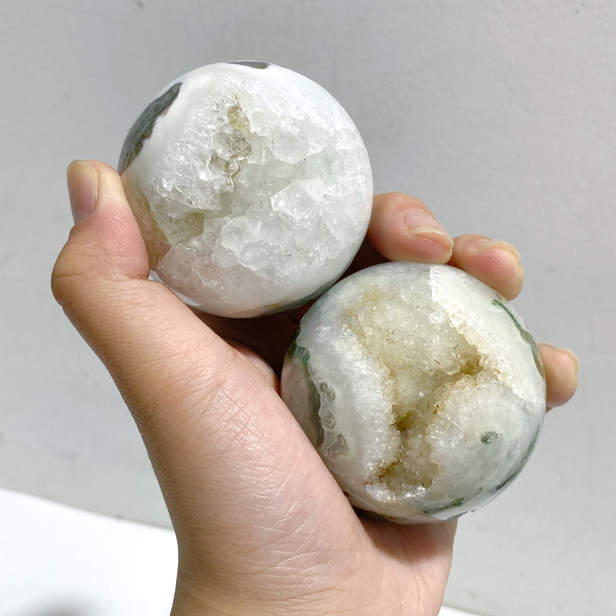 20 Pieces Geode Druzy Moss Agate Spheres