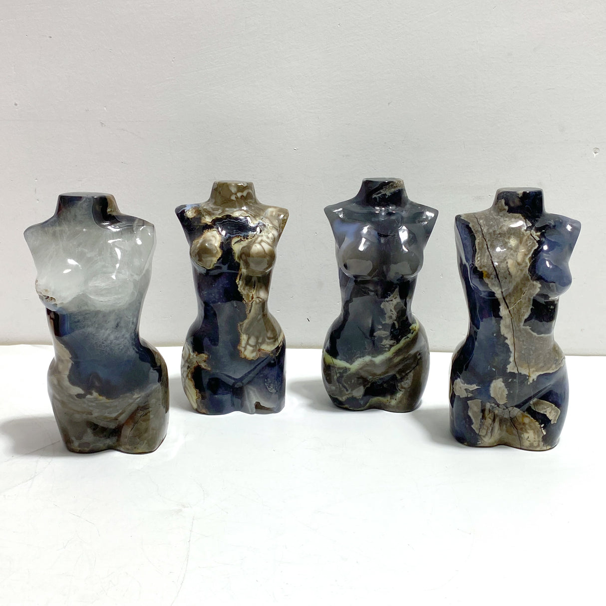 4 Pieces Volcano Agate Goddess Carving (UV-Reactive)