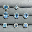 8 Pieces Beautiful High Quality S925 Sterling Silver Cut Faceted Aquamarine Different Styles Ring - Wholesale Crystals