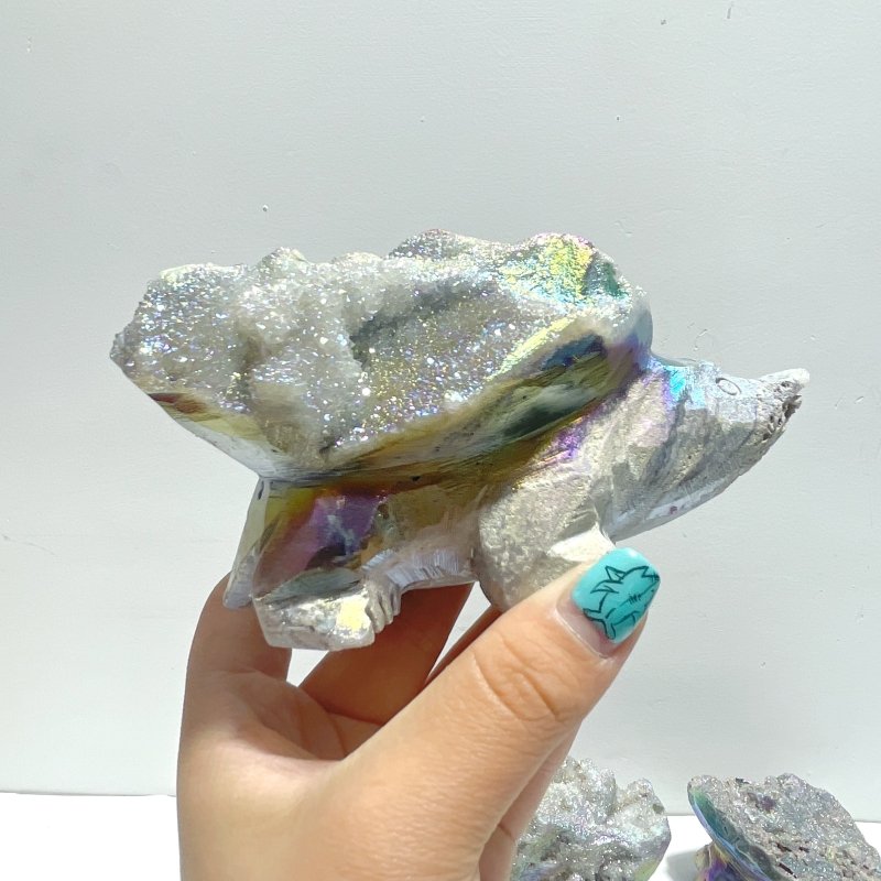 8 Pieces Geode Aura Sphalerite Hedgehog Carving - Wholesale Crystals