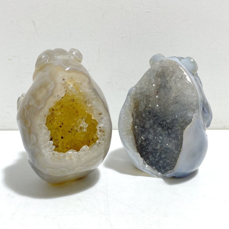 8 Pieces Geode Druzy Agate Bear Carving - Wholesale Crystals