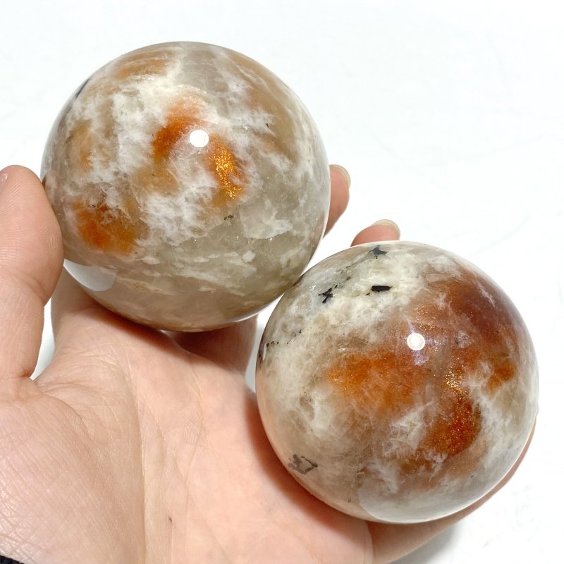8 Pieces High Quality Sunstone Spheres - Wholesale Crystals
