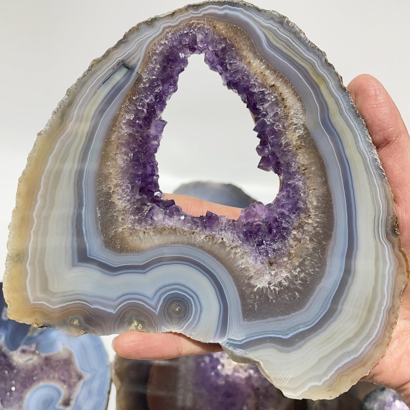 8 Pieces Large Geode Amethyst Mixed Agate Slabs -Wholesale Crystals