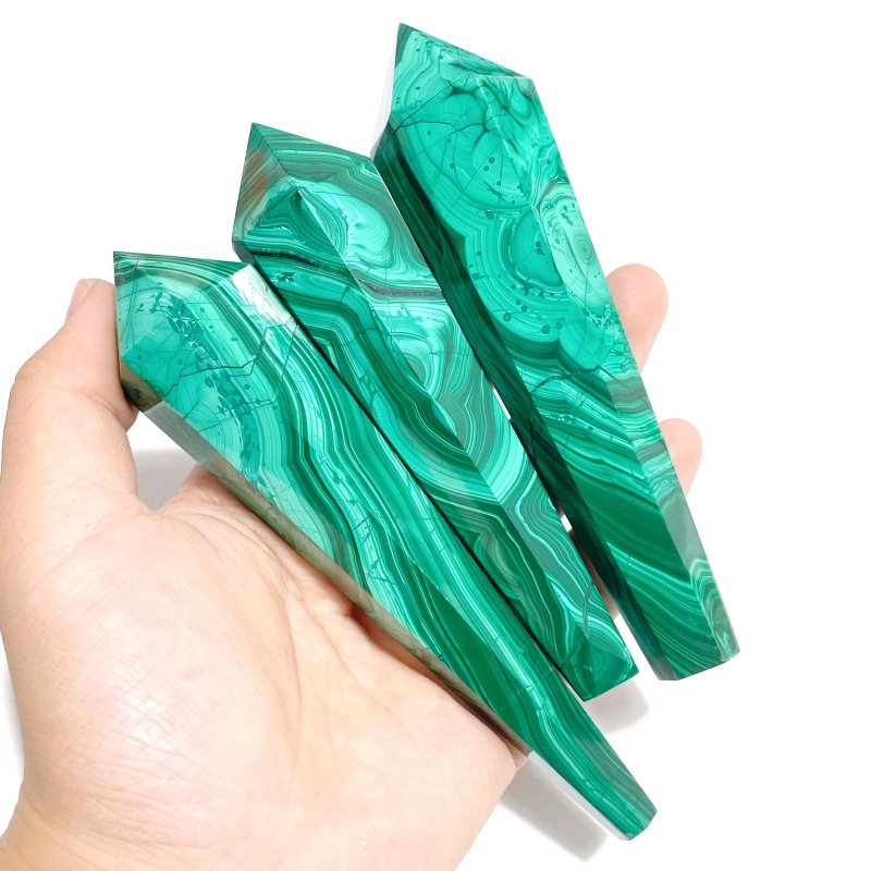 8 Pieces Malachite Magic Scepter Wand Points With Stand - Wholesale Crystals